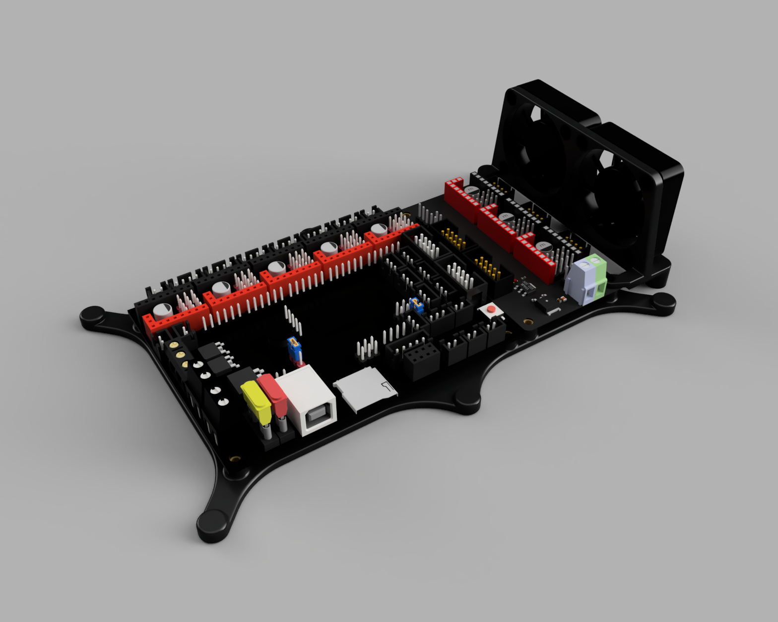Electronics Mounts with Magnets (RPi4B, SKR1.4, EXP-MOT, Step down Module, Cooling Fans)