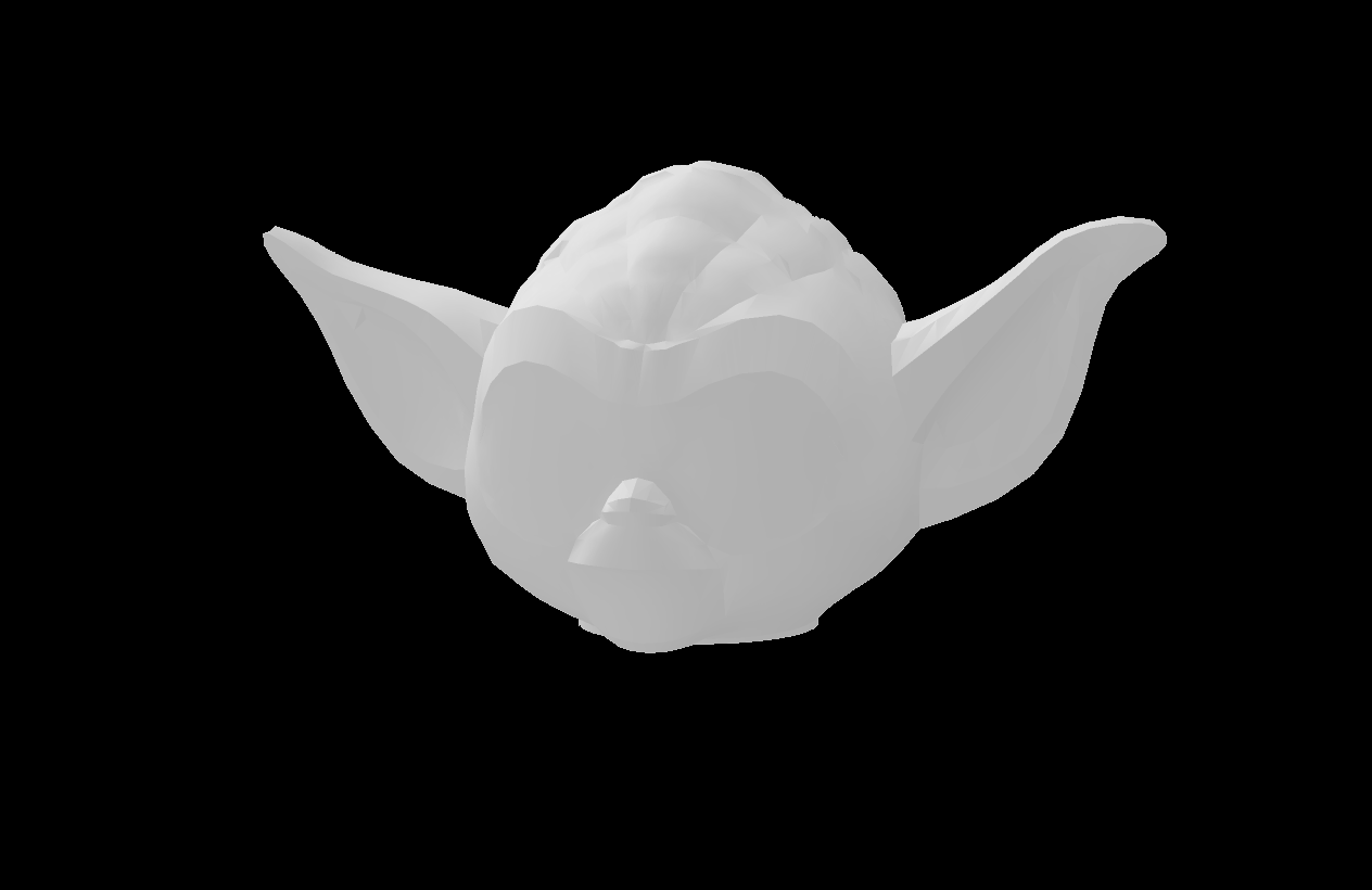 Lego Compatible (3537pb01.dat) Minifig Head Modified SW Yoda Curved Ears Pointing Up with Eyes Hair Pattern