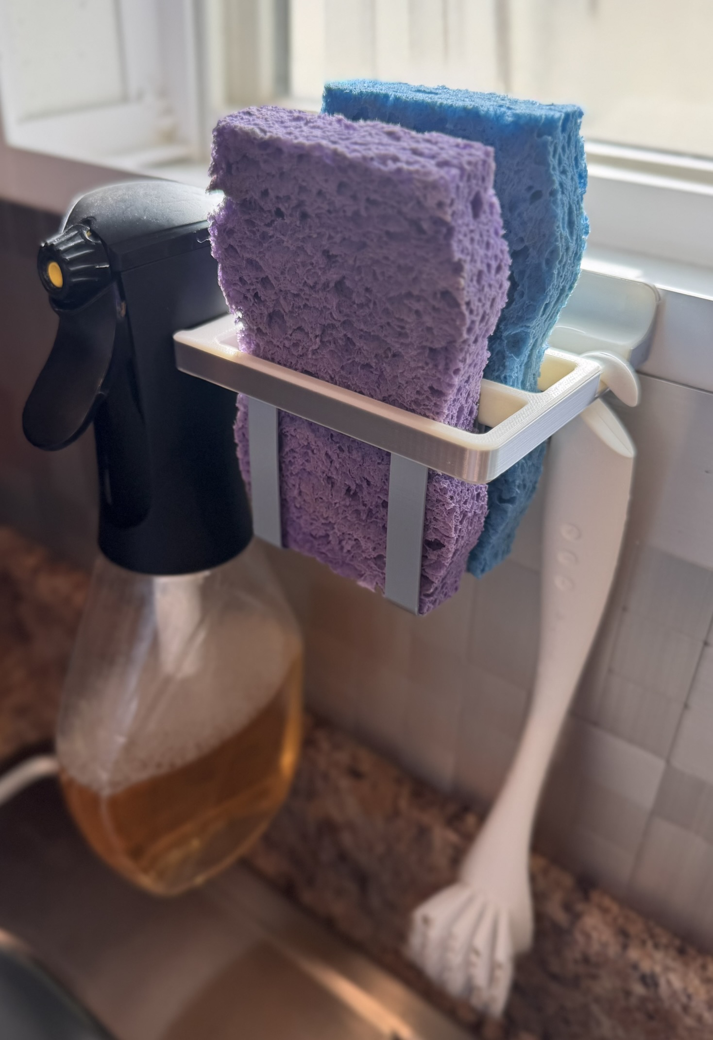 Wall Mount Dishwashing Tools Caddy with Metallic Trim by GladFox