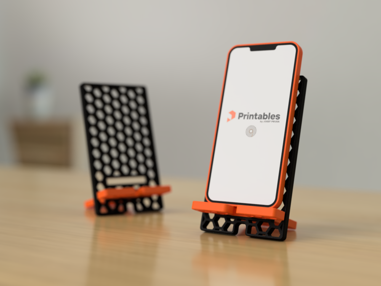 Simple Honeycomb Mobile Stand 3D model thumbnail