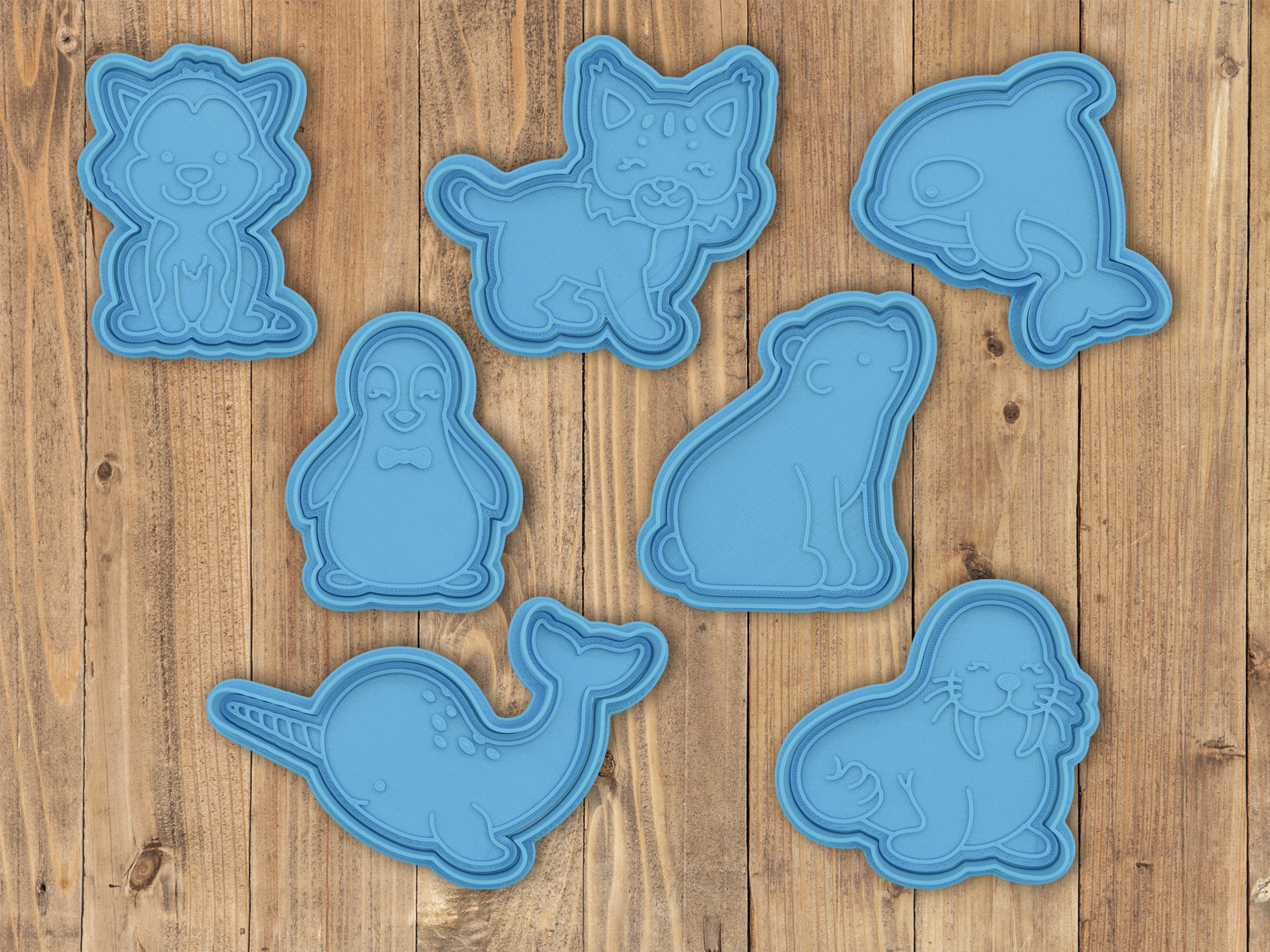 Cute arctic animals cookie cutter / stamp