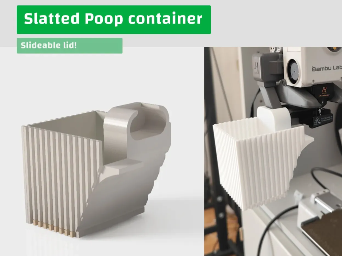 Bambu Lab A1 mini Slatted poop container with slideable plate