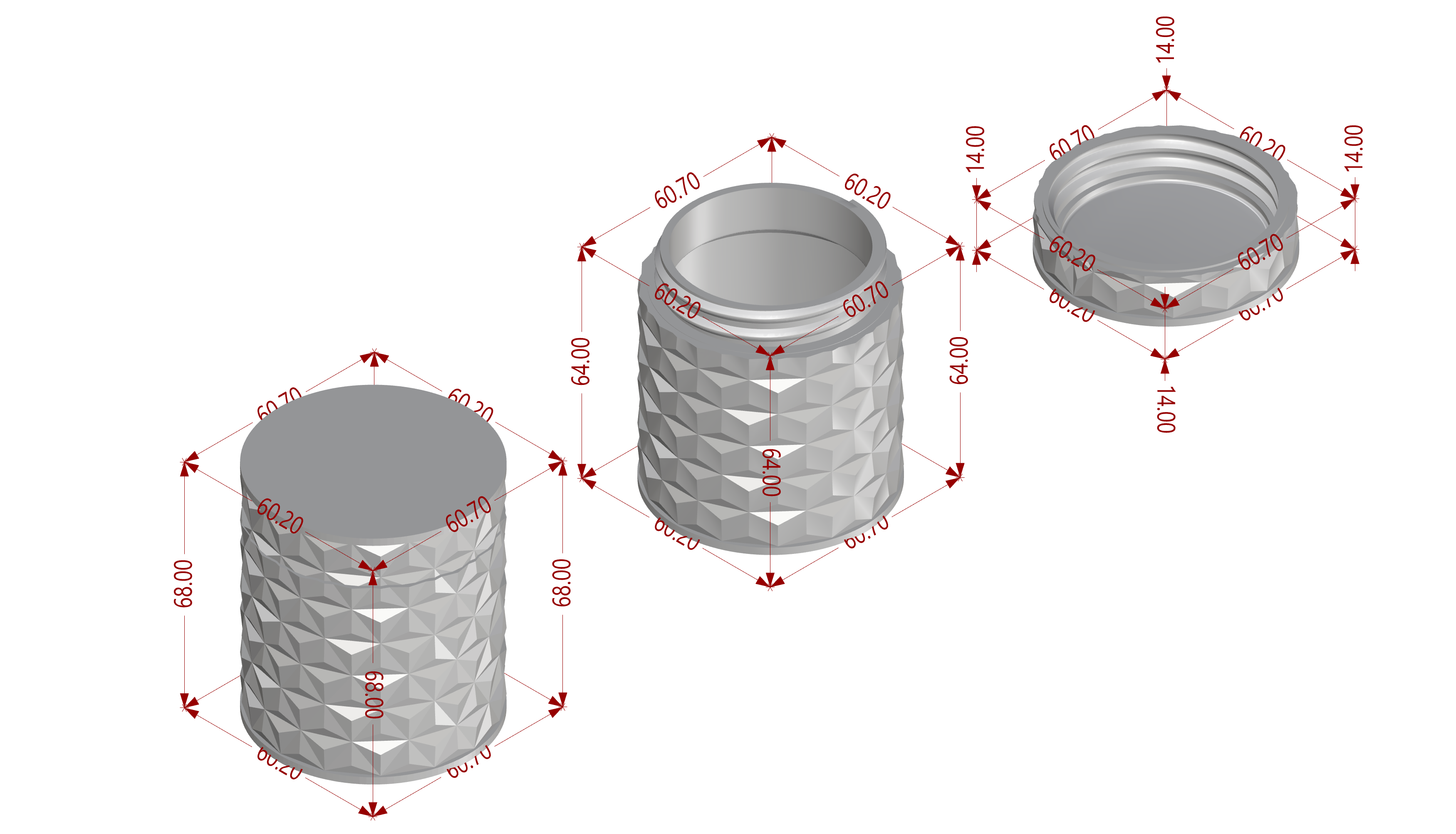 Geodesic Twist Container 2 parts. Ready to print. — miniatura 5
