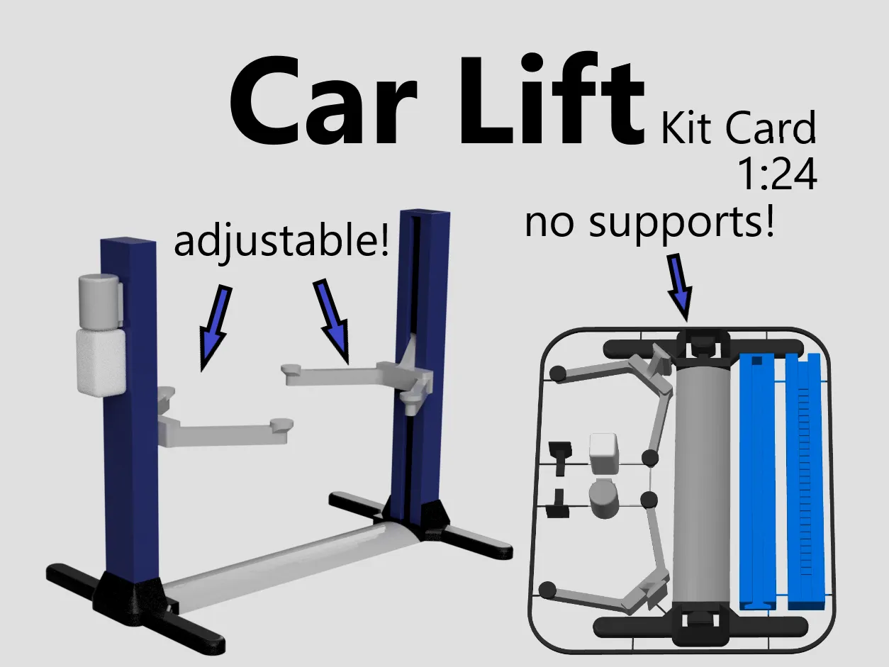 Height-adjustable Car Lift Kit Card (1:24 scale) by The Kit Card Guy | Download free STL model | Printables.com for Free 1 24 Scale Printables