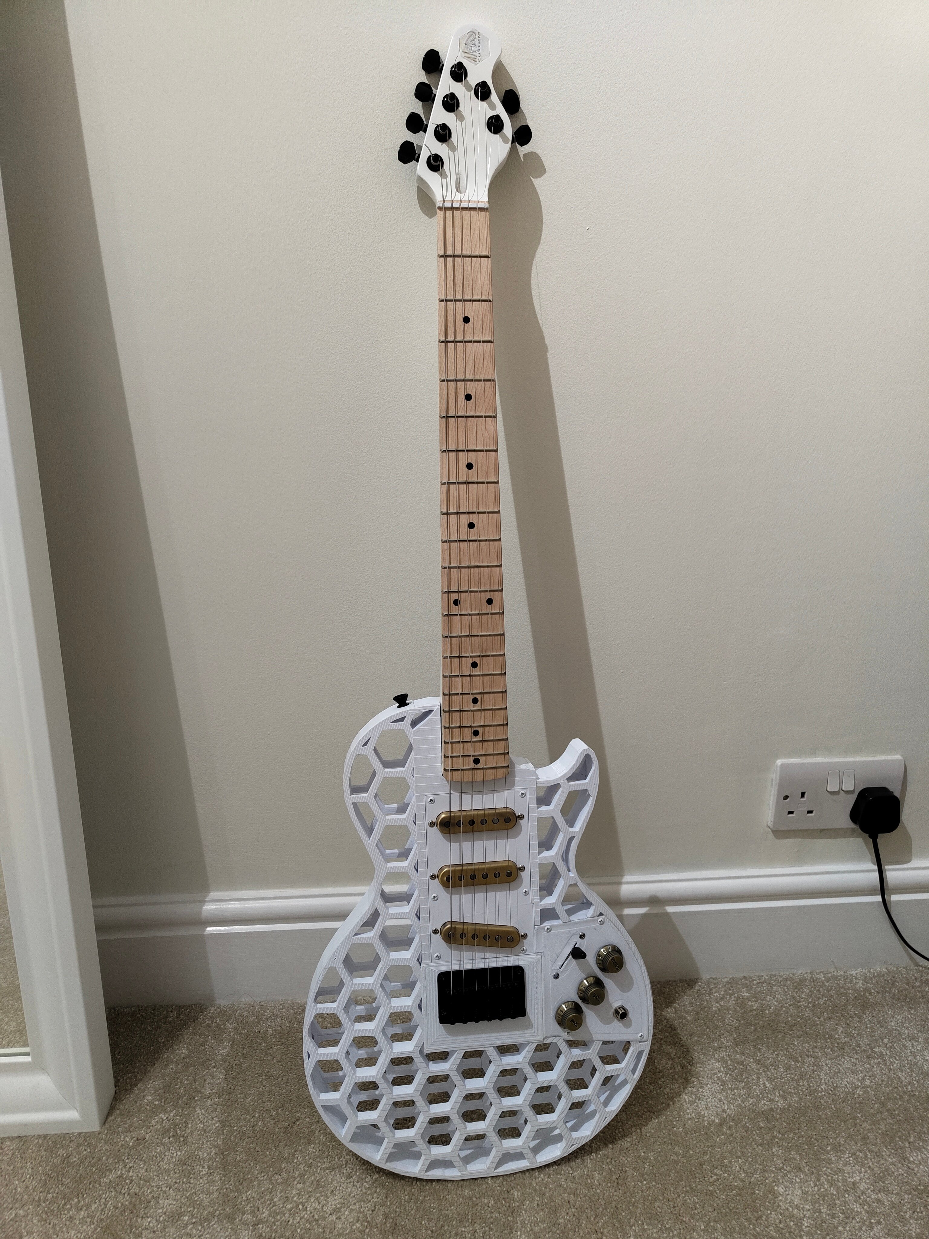 3D Printed Guitar - LP Style Hex Design - Full Size Playable