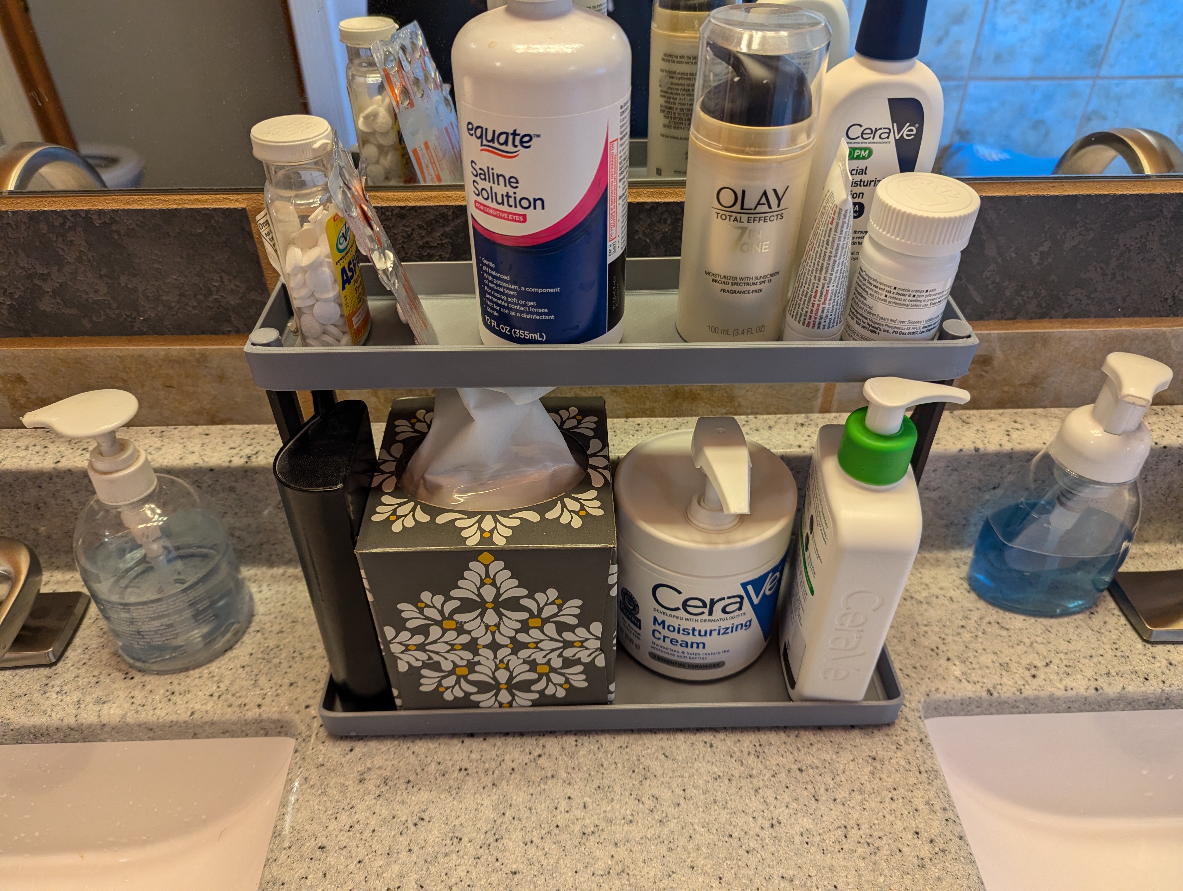 Two-tier countertop organizer bath / kitchen shelf.  (200mm and 300mm versions)