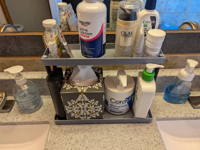 Two-tier countertop organizer bath / kitchen shelf.  (200mm and 300mm versions)
