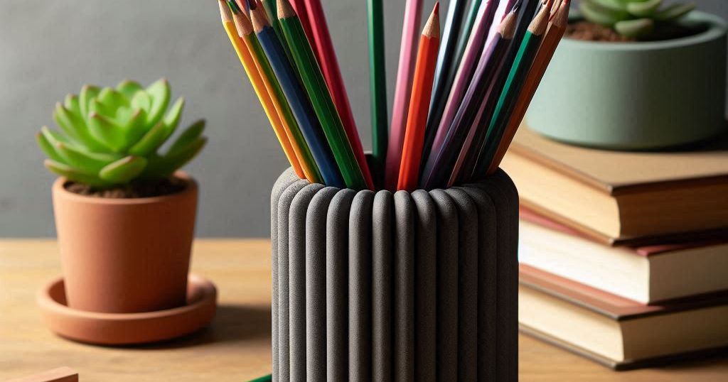Modern Rod Ribbed Design Pencil Holder by Deltaprints | Download free ...