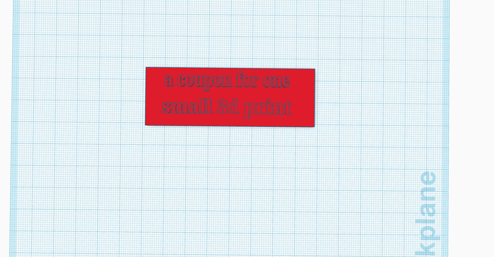 coupon for a small 3d print