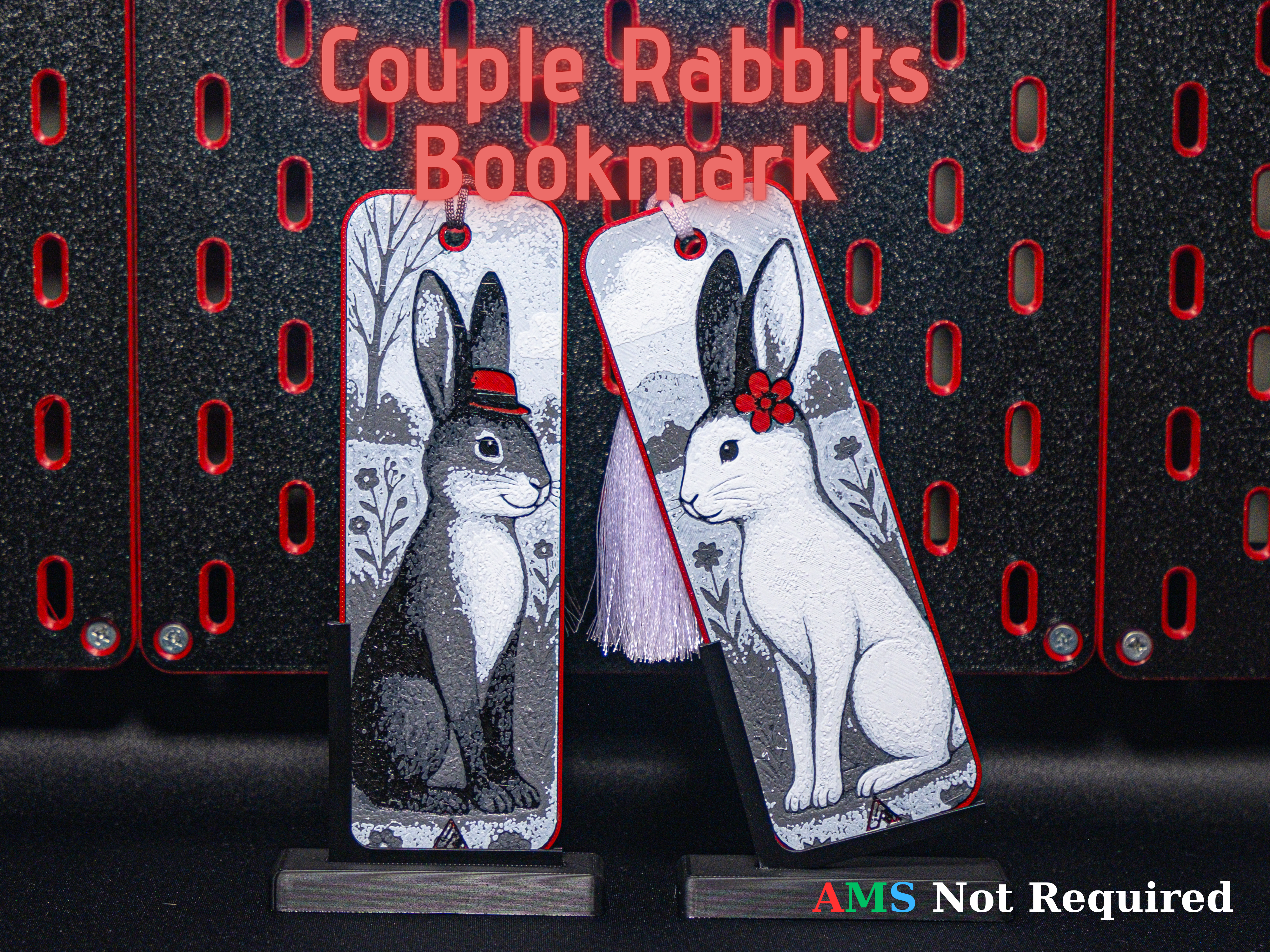 Romantic Rabbit Couple - Hueforge Bookmarks