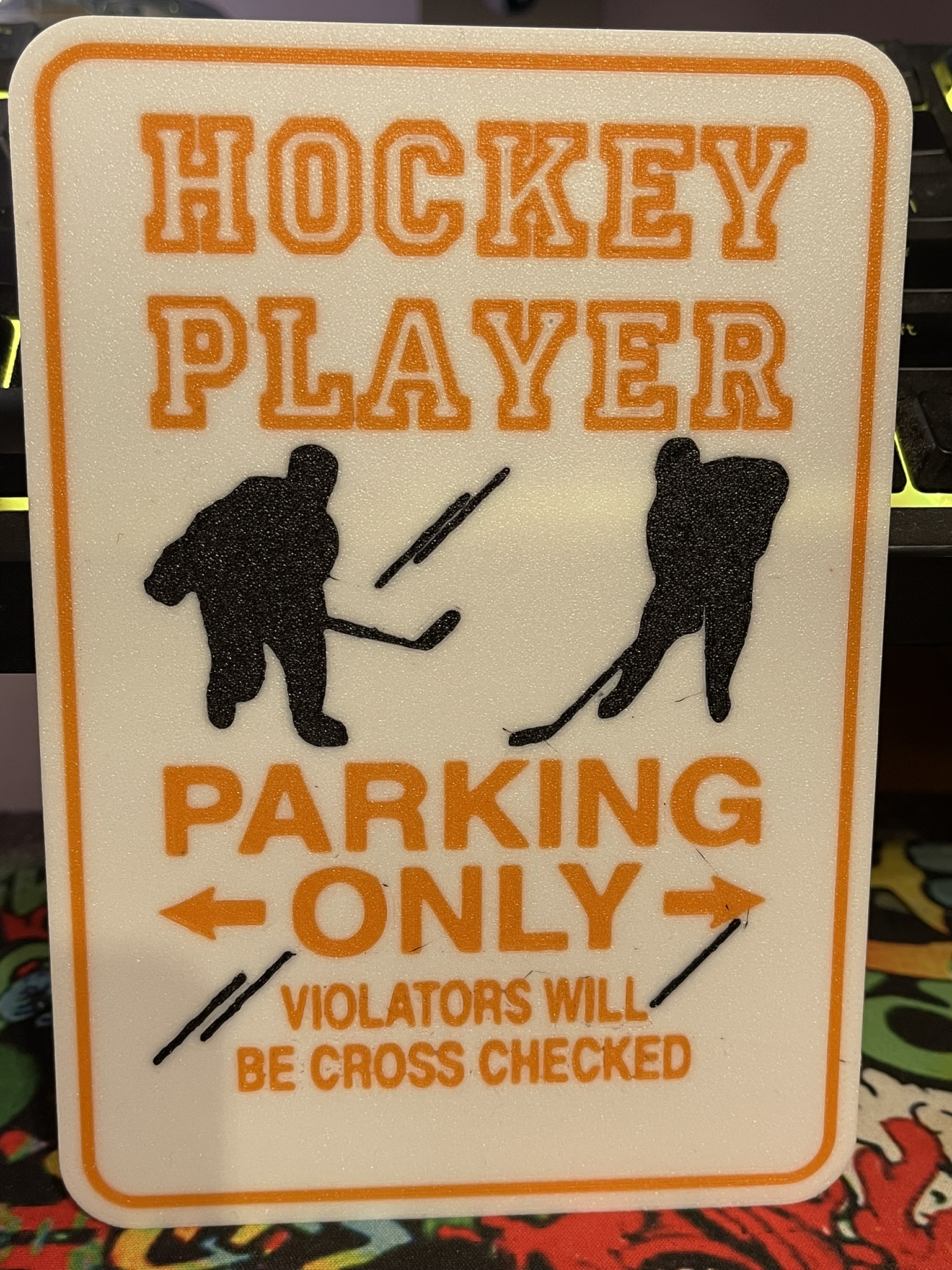 Hockey player parking info funny warning Sign — miniatura 3