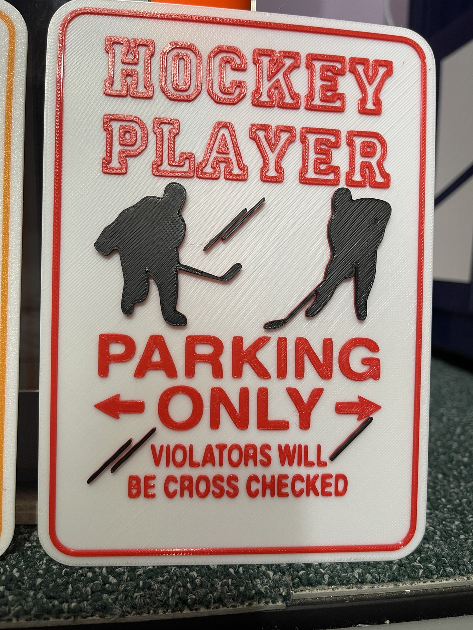 Hockey player parking info funny warning Sign — miniatura 4