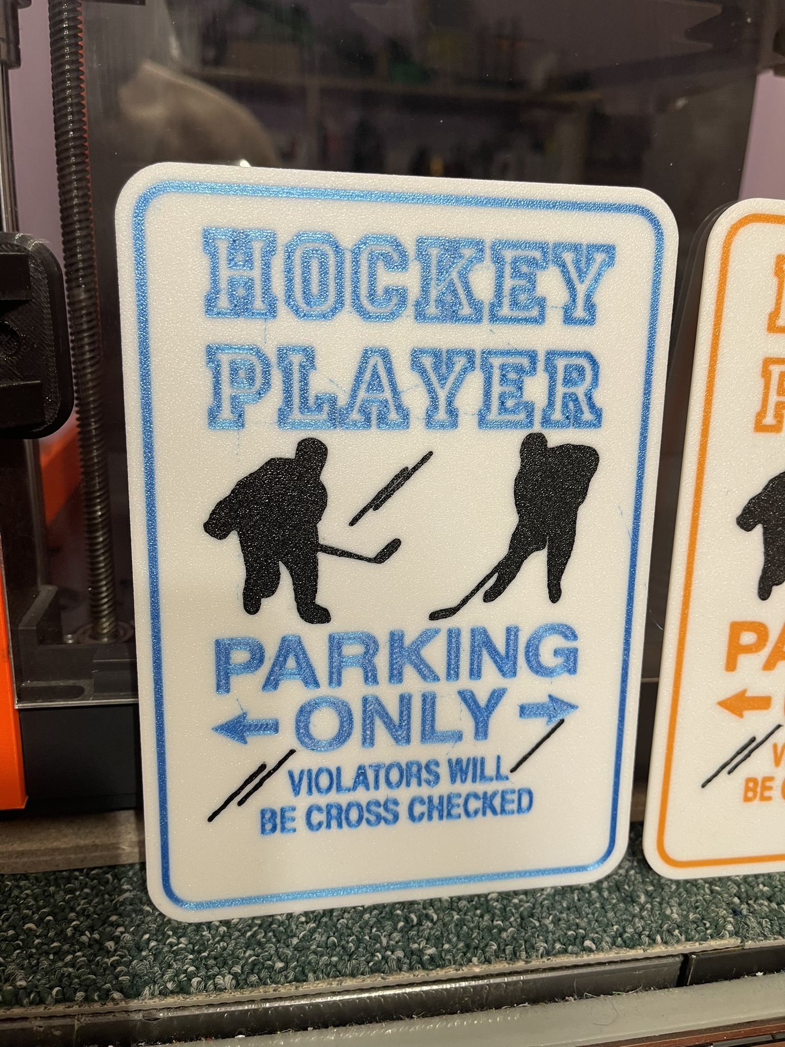Hockey player parking info funny warning Sign — miniatura 5