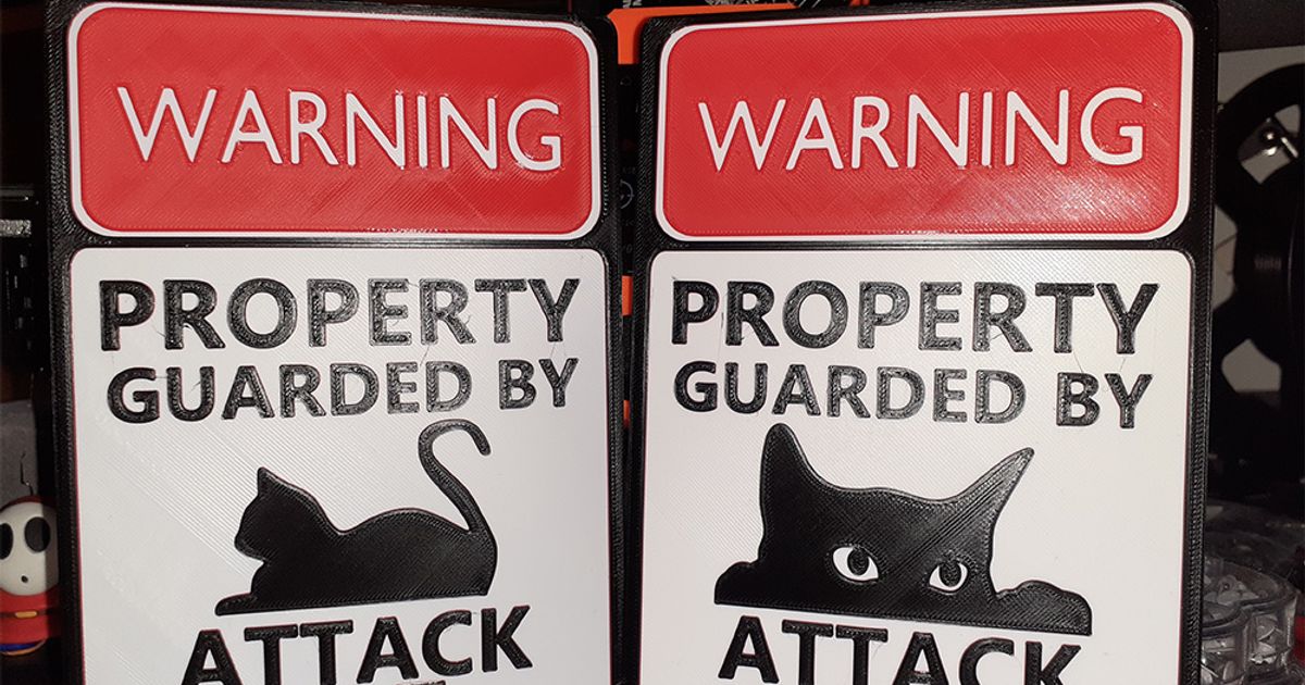 Warning - Cat Attack Signs by 3DTwinkie | Download free STL model ...