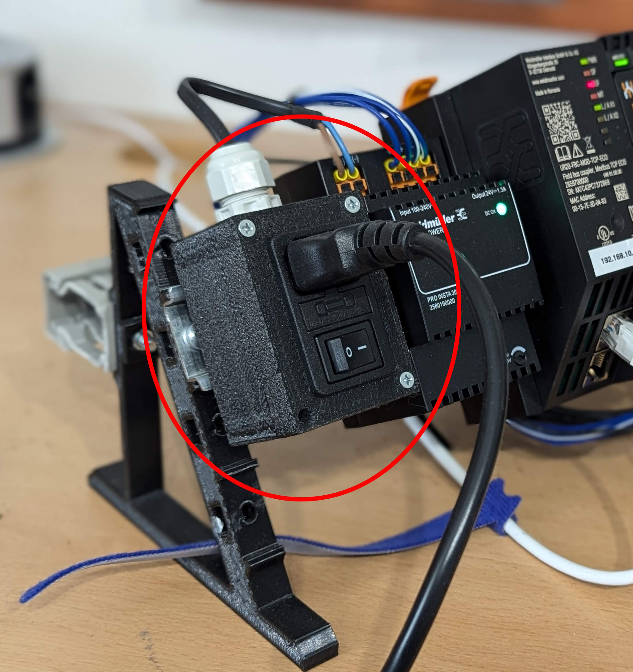 IEC C14 Power supply switch box for DIN rail