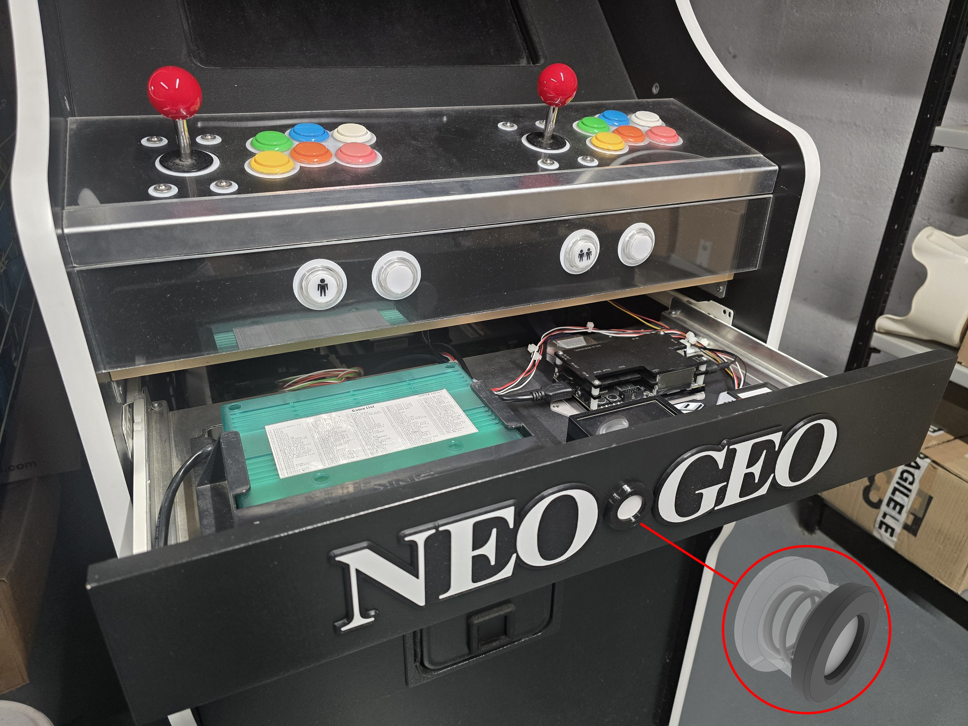 NeoGeo logo with hidden drawer button - Arcade Machine