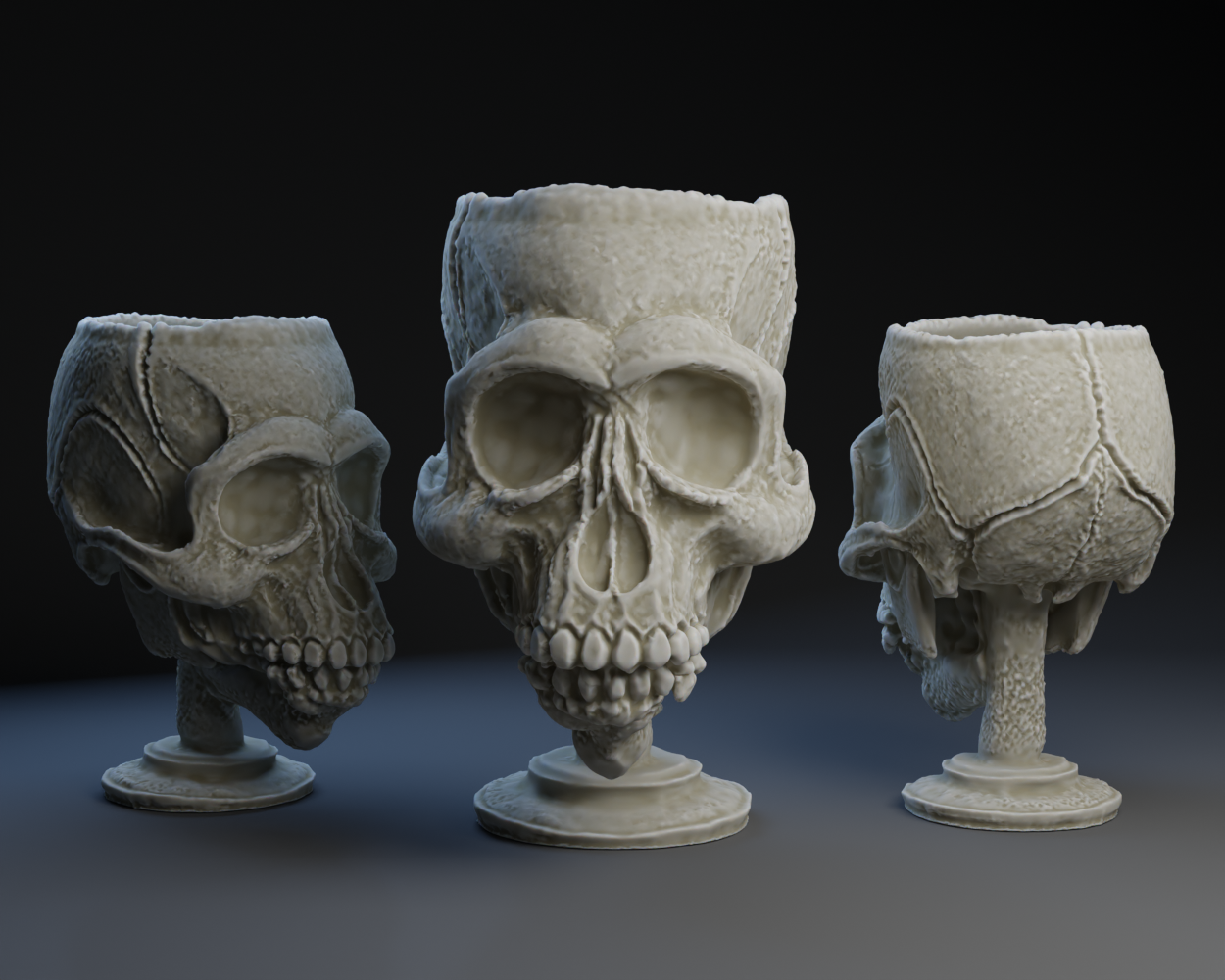 Monkey Skull Chalice AI Mesh Generation + Blender Displacement How to Video