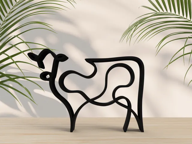 Cow One Line Art Sculpture