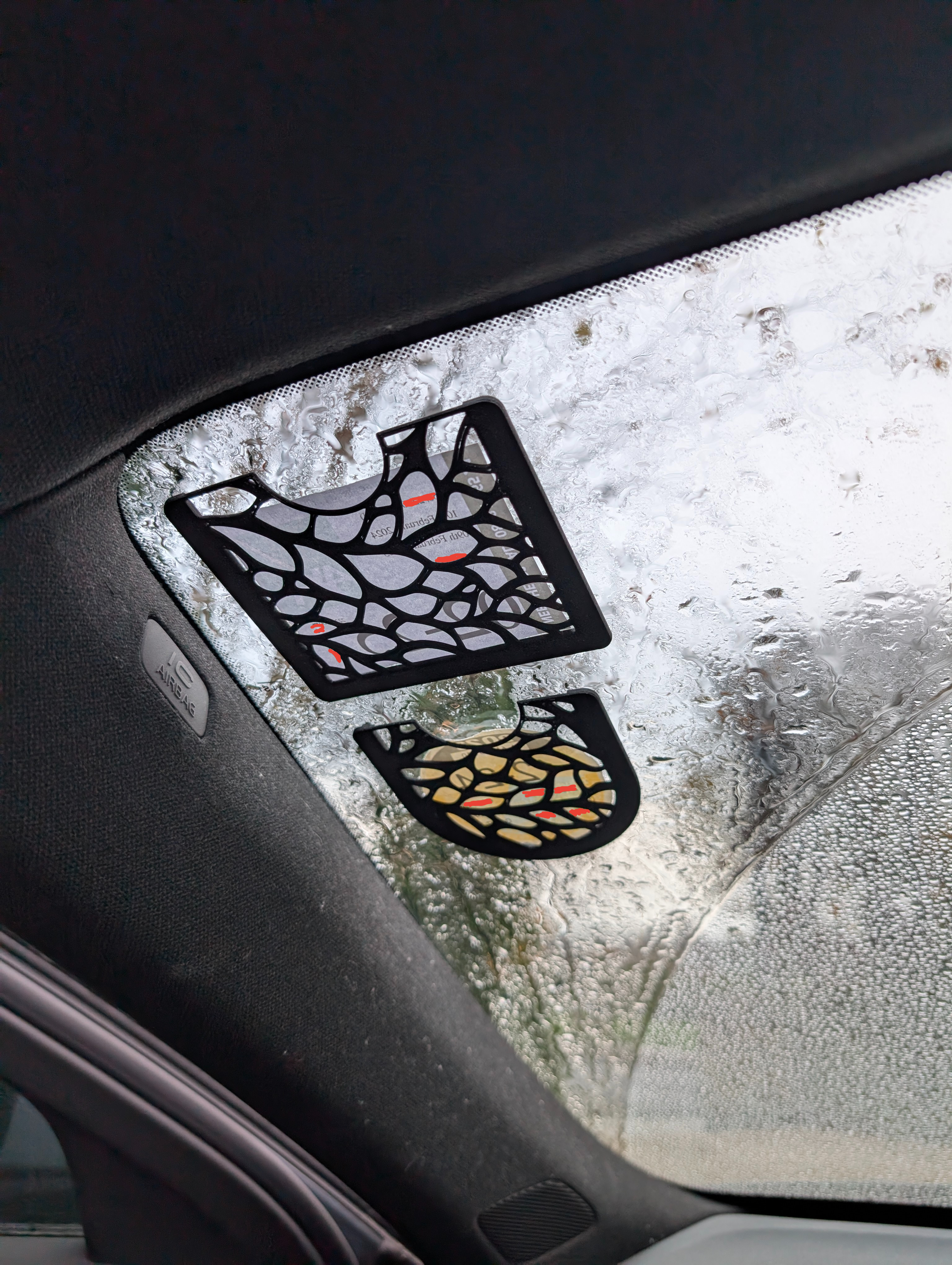 Decorative windscreen holders for tax and insurance discs