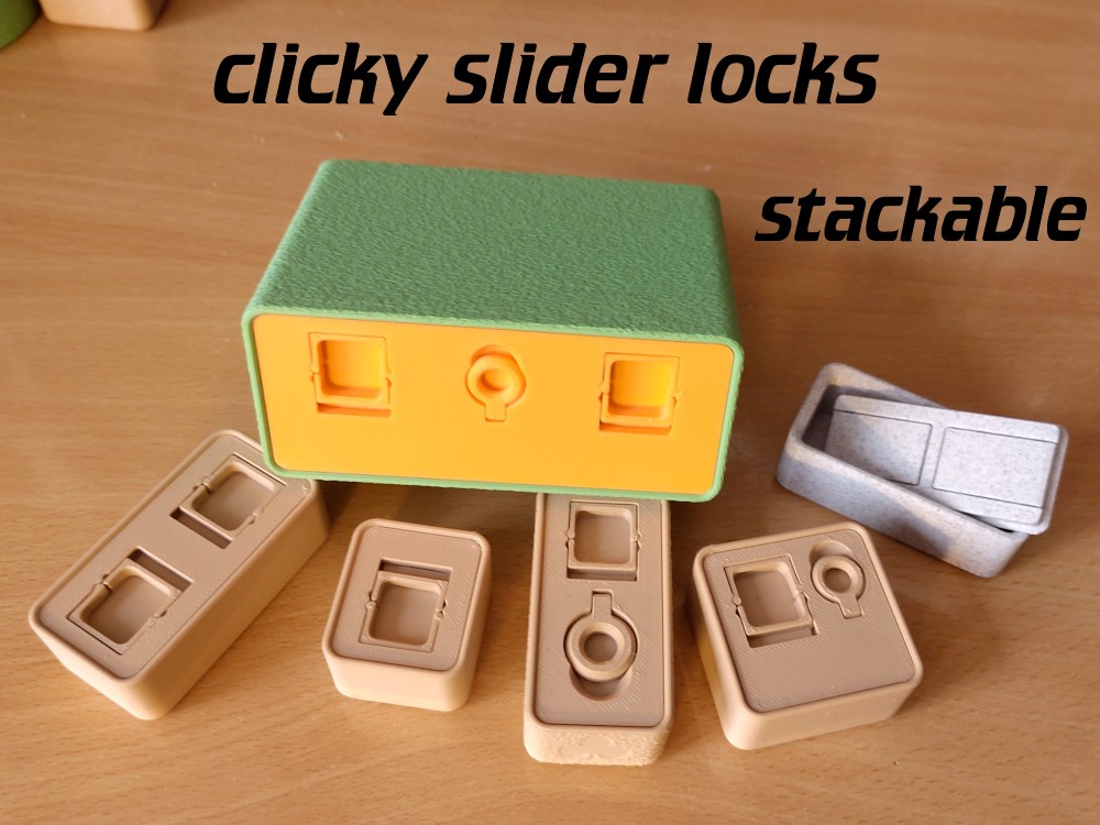 stackable slider-lock box, card box