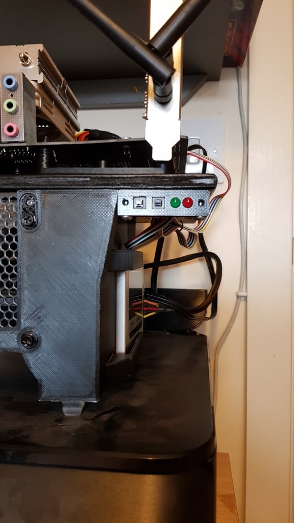Miniatura 5 do modelo 3D PC / Mining Rig Power Reset Button & LED holder