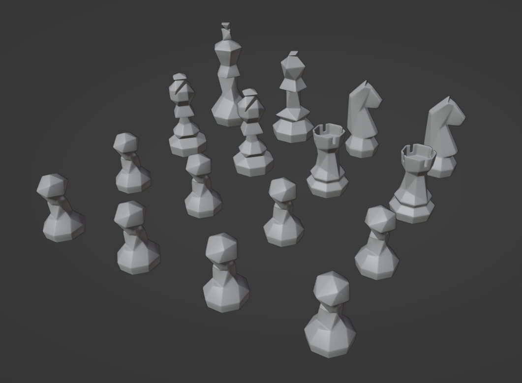 Triangular chess pieces