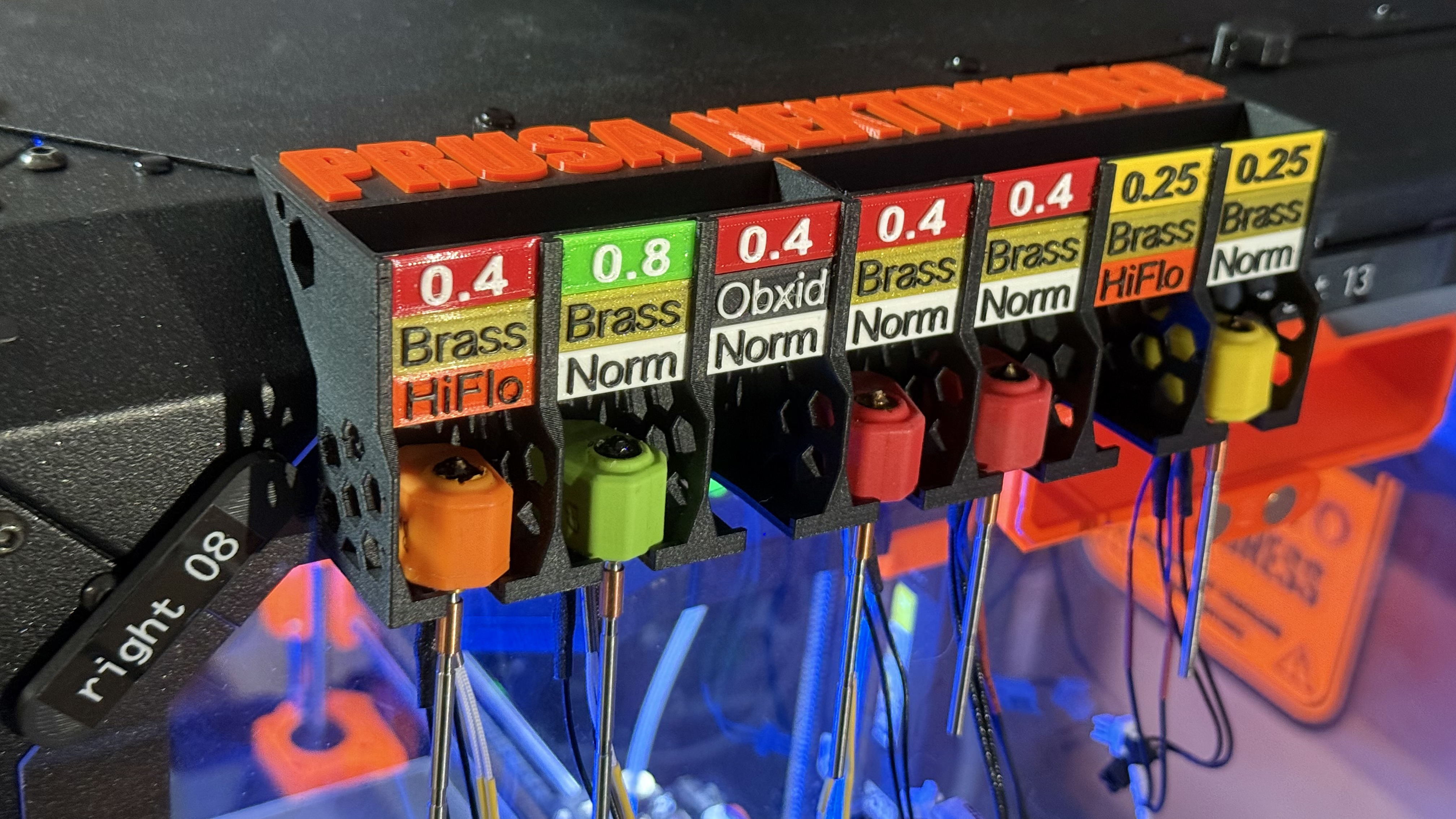 Nextruder Organizer with interchangable name tags for Original Prusa Enclosure (held by magnets)