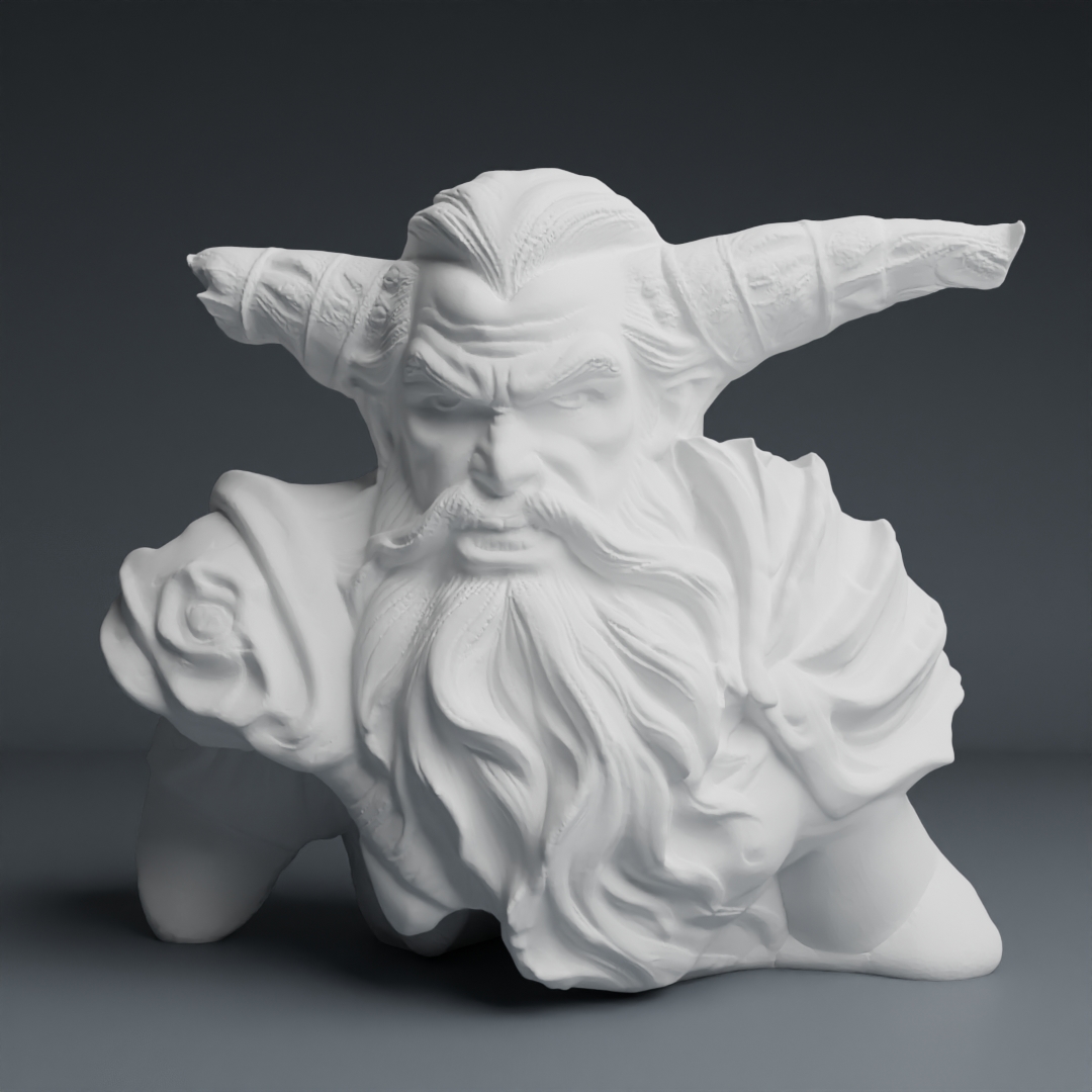 Horned Demon Bust - destroyed