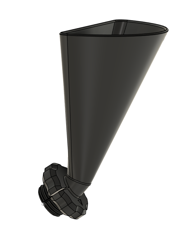 Screw-on motorcycle oil funnel - print in place