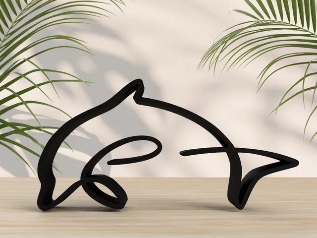 Dolphin One Line Art Model