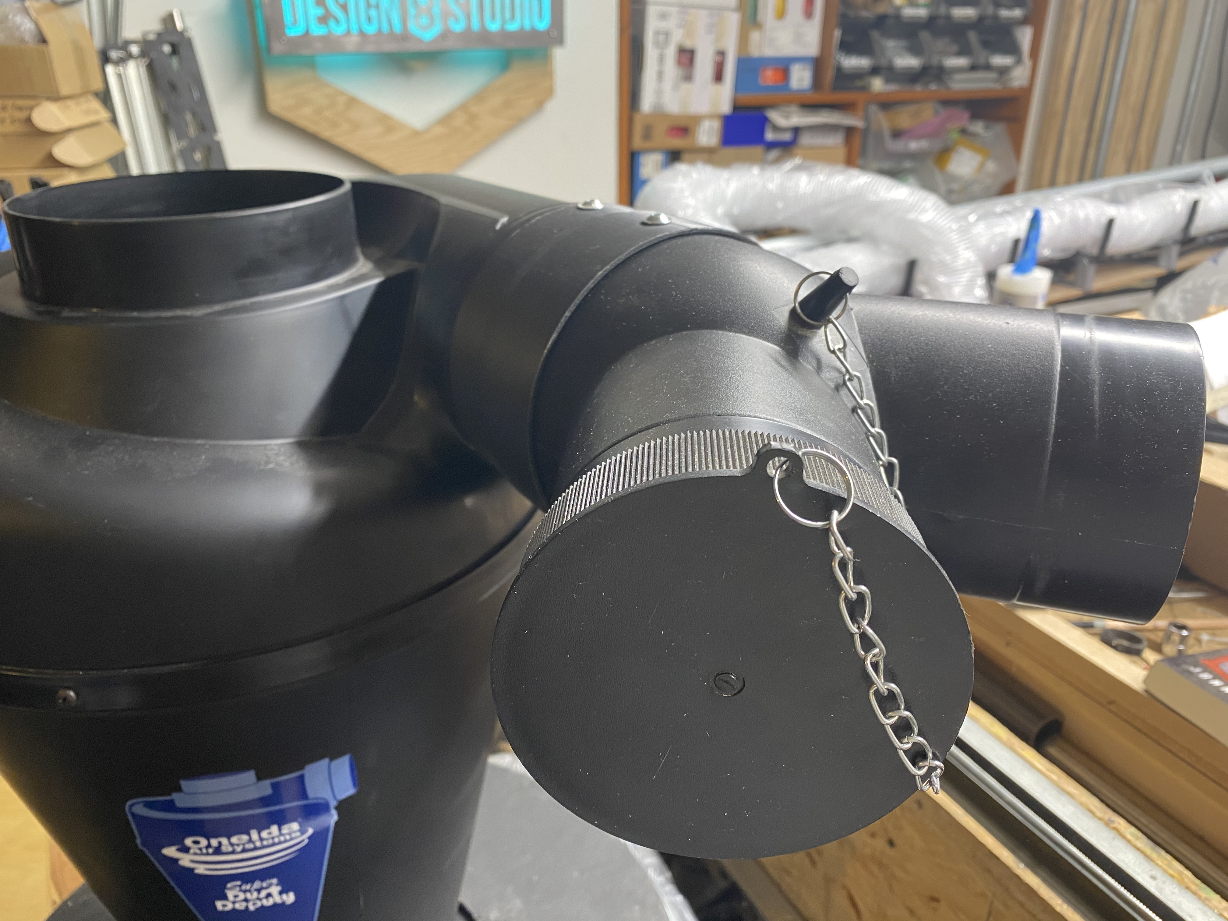 Dust Collection Adapter (from Harbor Freight 2HP DC 2-into-1 "Y" to Super Dust Deputy 4/5's inlet port — 5" to 5"