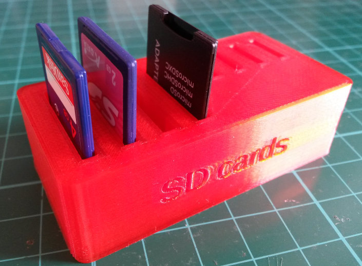 Customizable SD card holder with round edges and text