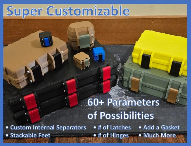 Super Customizable Rugged Box in OpenSCAD 3D model thumbnail