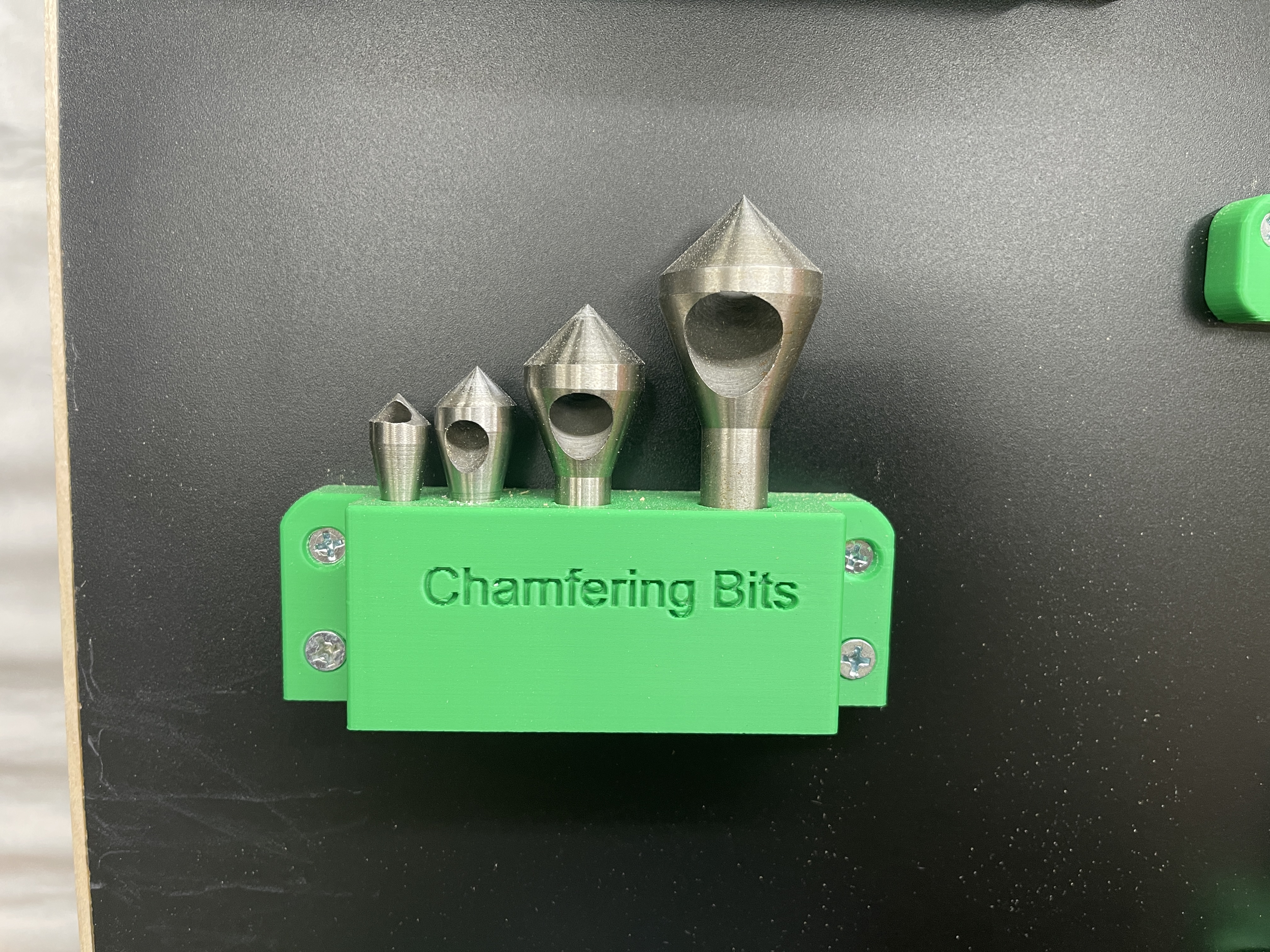 chamfering drill bit wall mount holder