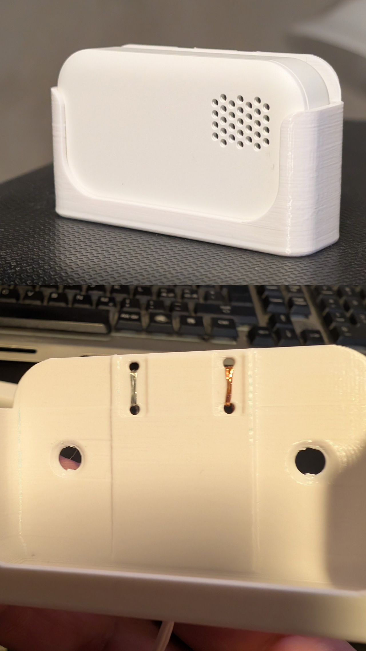 Wall mount for IKEA Badring water sensor, with the option of attaching a cord to extend the sensor.