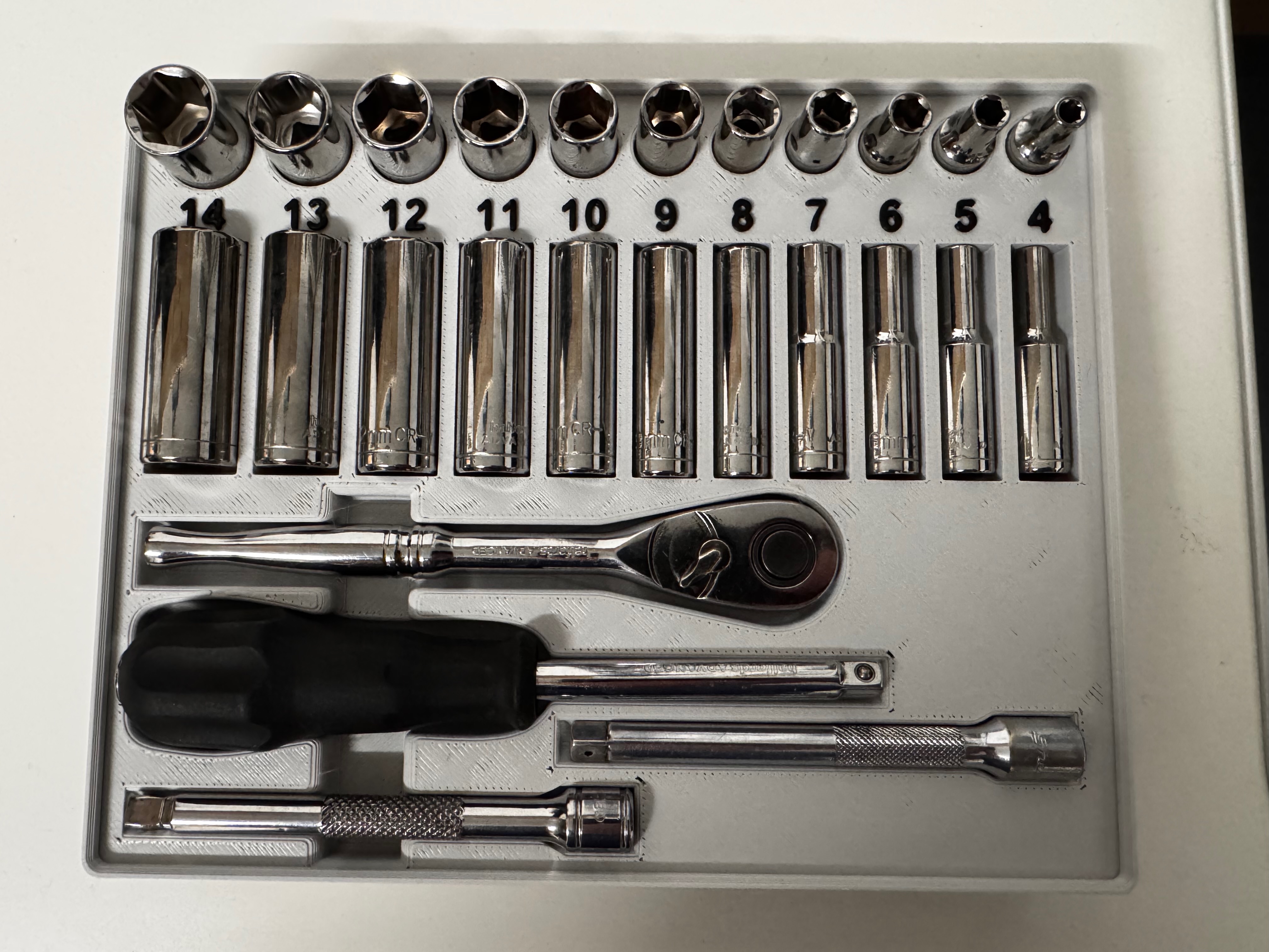Halfords Advanced 1/4" ratchet set gridfinity bin