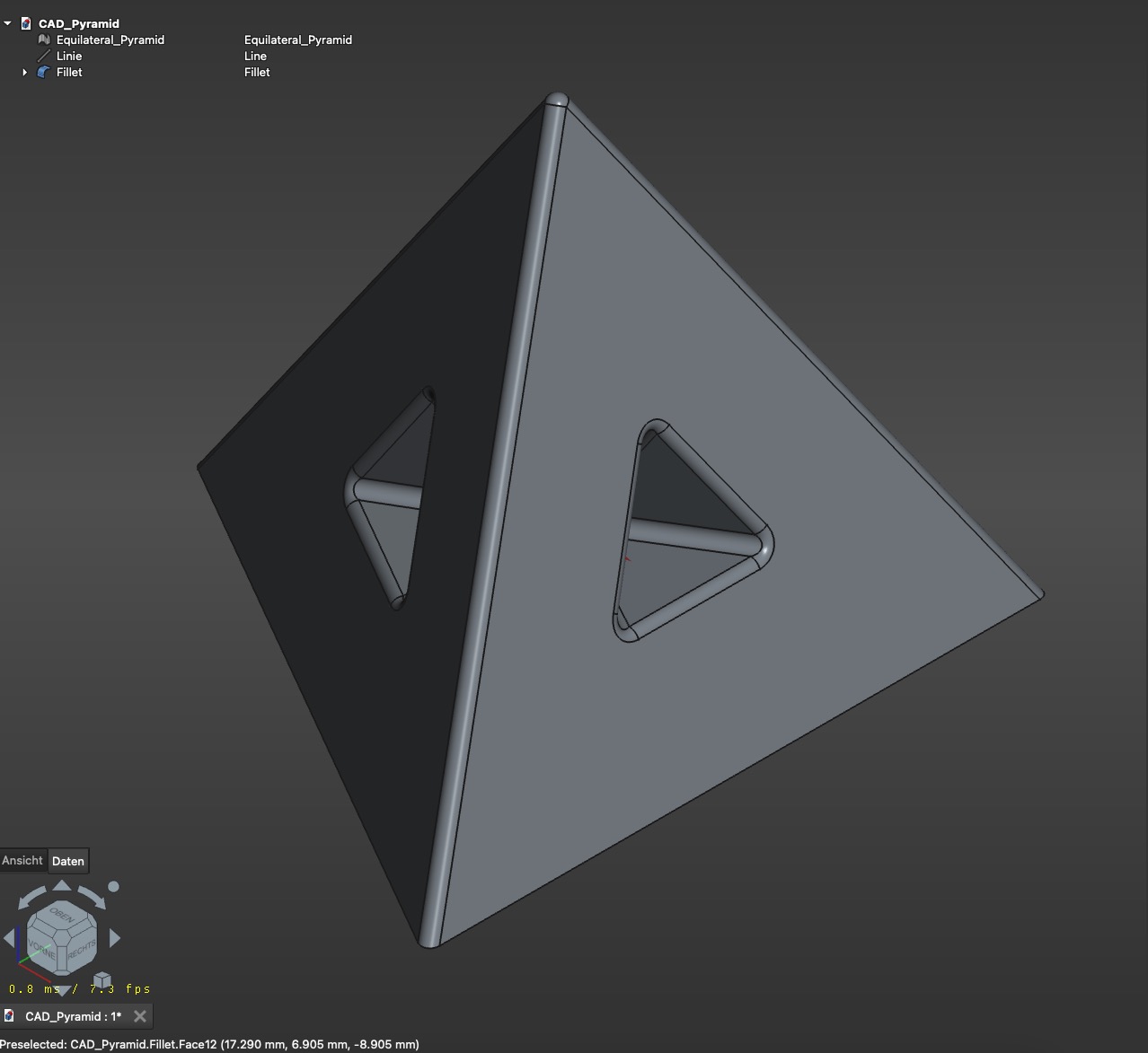 Marker Pyramid (Tetrahedon) - with M6 Thread - 3D Scanning Helper