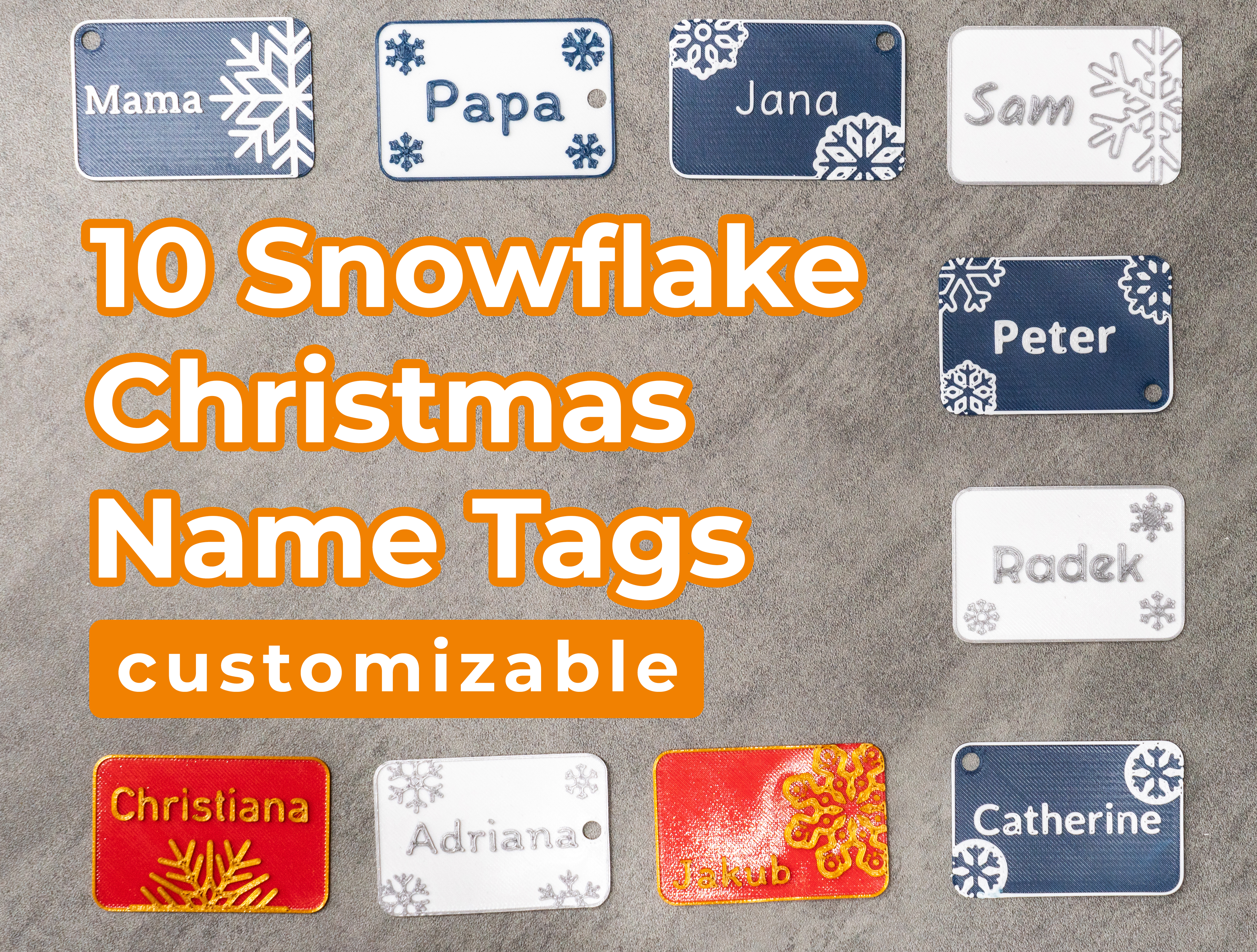 10 Snowflake Name Tags - customizable / 10 jmenovek na dárky s vlastním jménem
