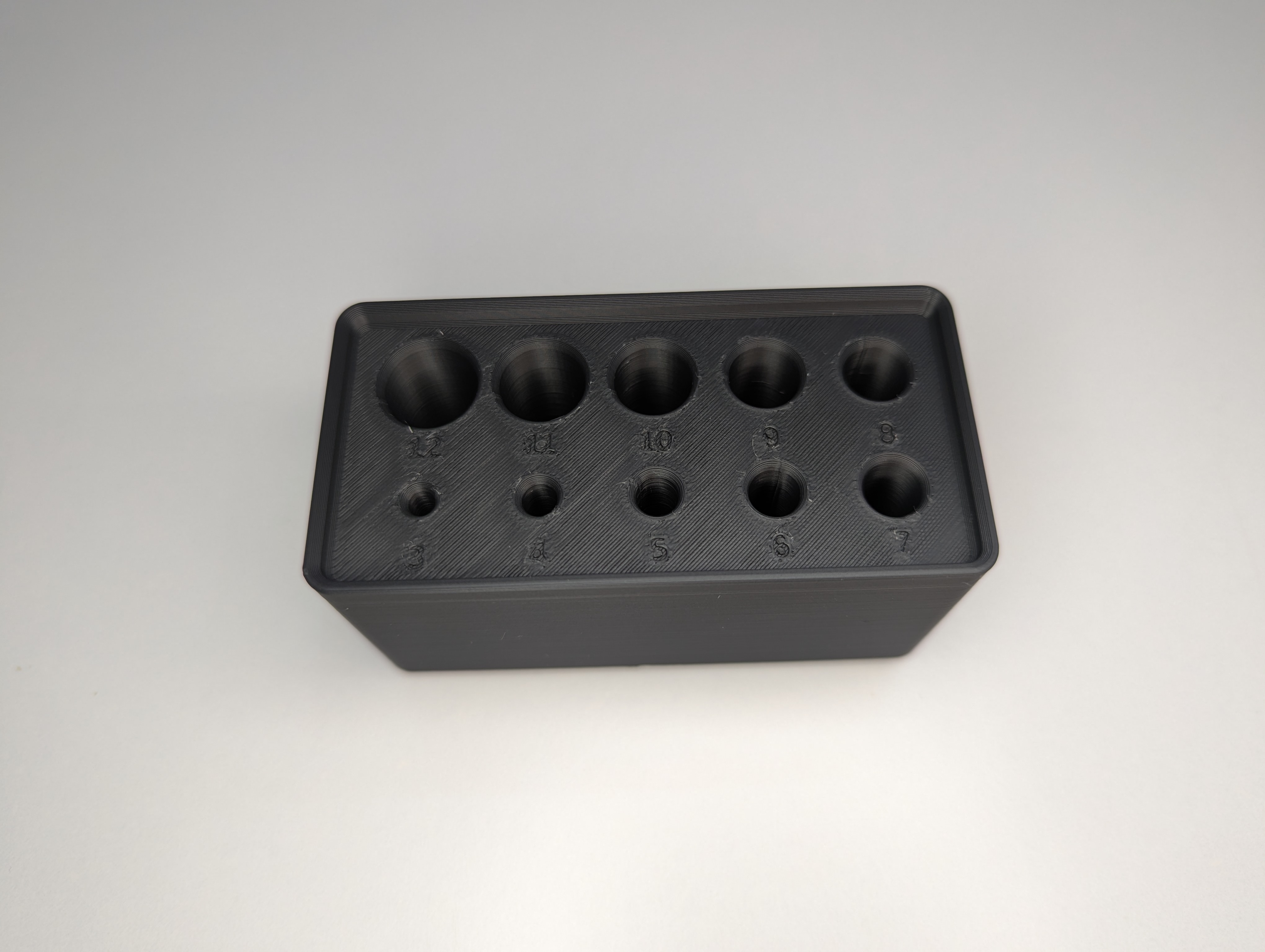 Gridfinity 2x1x6 3-12 mm drill bit holder