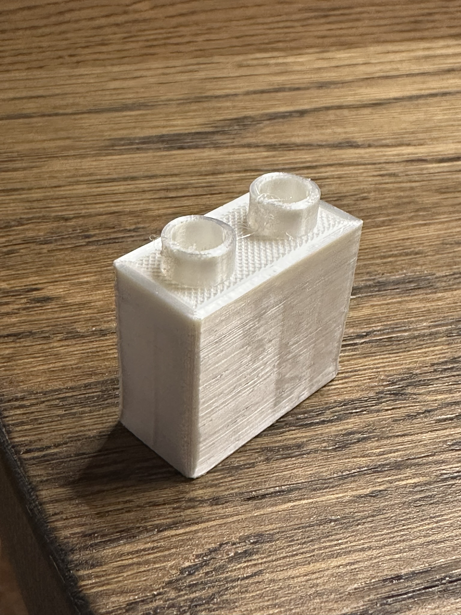 Lego Duplo 1x2x2 Brick - model oversized to eliminate shrinkage, no support needed