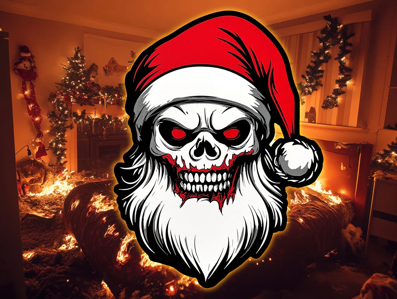 Hardcore Christmas Wall Decoration - Santa Zombie by 29flo