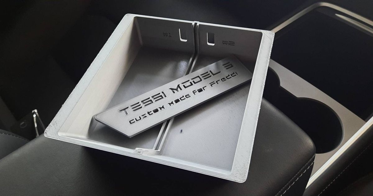 Tesla Model 3/Y Center Console Tray with removable divider by Constantin, Download  free STL model