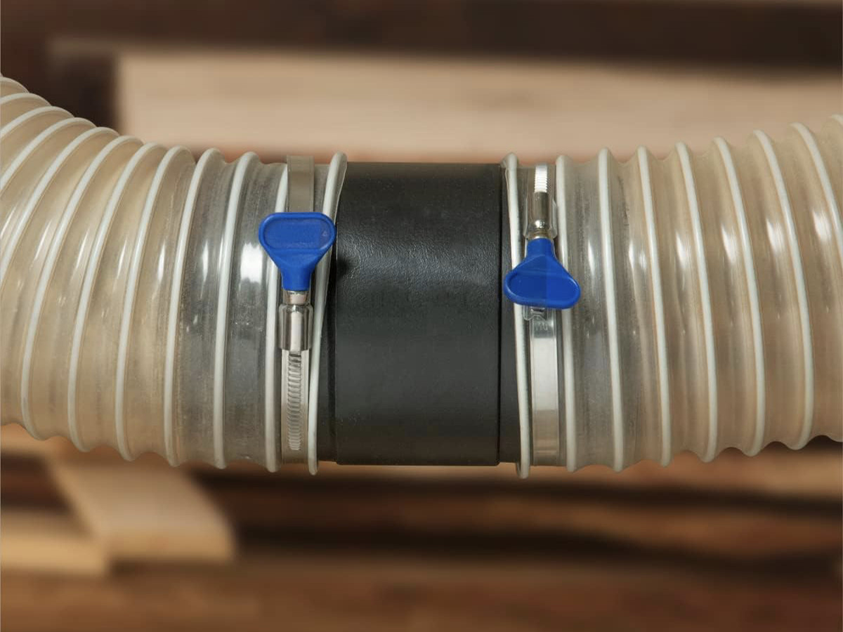Dust Splice Coupler Adapter - from 4" Flex Hose to 4" Flex Hose
