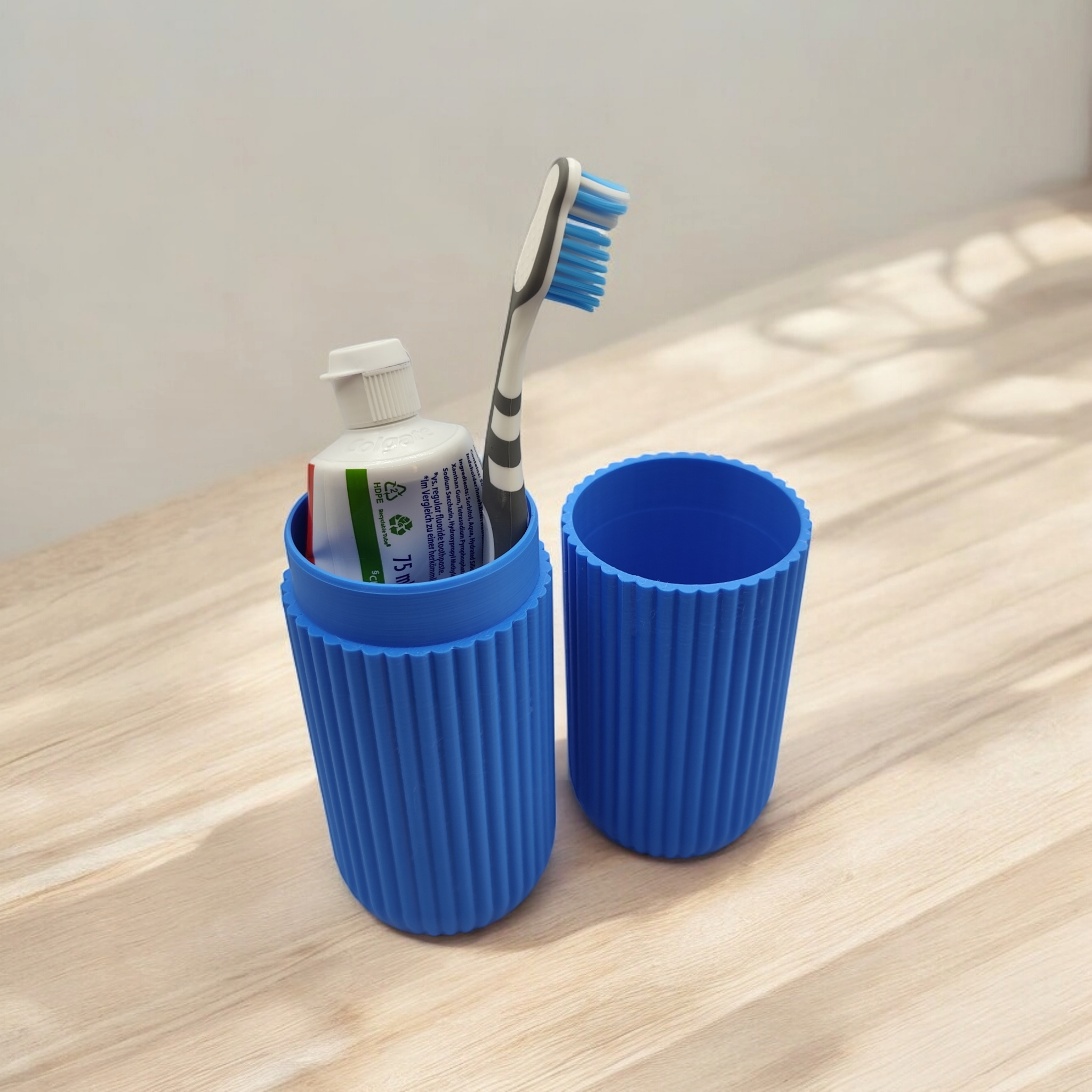 Ribbed Toothbrush & Toothpaste Travel Case