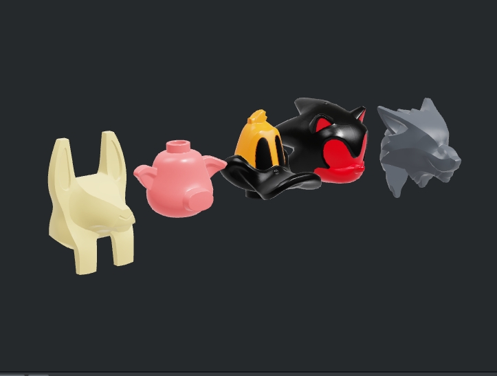 Lego Animal minifigure heads. sonic, looney toons, cmf