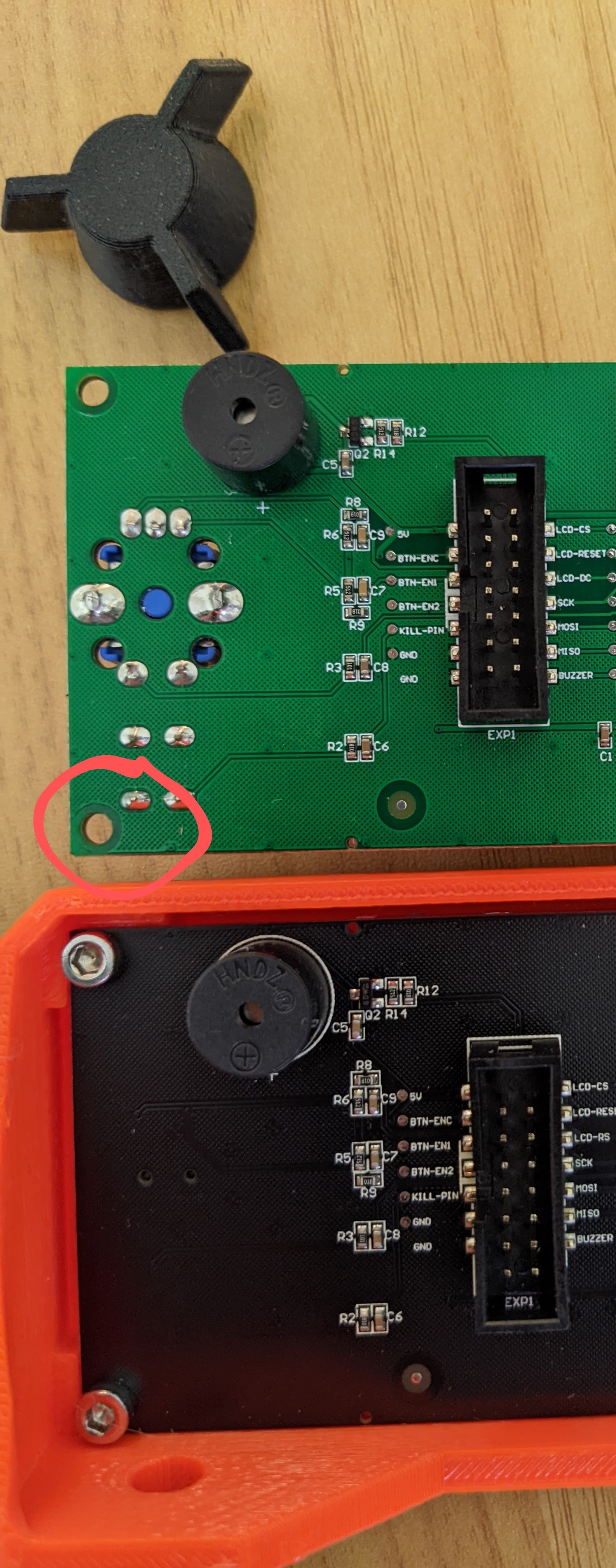 Prusa Mini display backplate with Solder Point Clearance