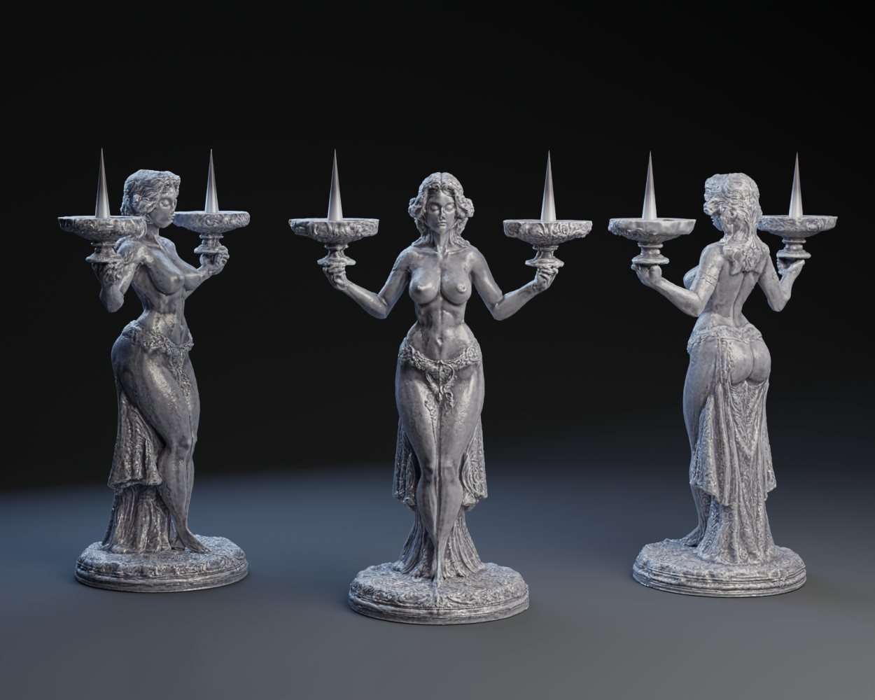 Elegant Dual Candle Holder / Female Nude