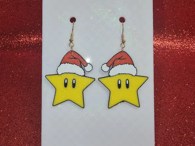 Christmas Super Mario Star earrings