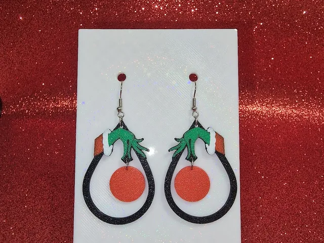 Christmas ball Grinch earrings