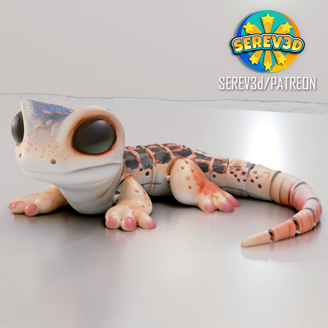 Articulated Gecko - Realistic Cute Articulating Flexi Wiggle Fantasy Pet - Print in Place - No Supports